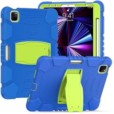 YEOU Samsung Tab S6 Lite P610 P610 ze wsparciem, trwały, hybrydowy, odporny na wstrząsy, odporny na wstrząsy, trzy warstwy, silikonowa obudowa ochronna do tabletu dziecięcego (niebieska + zielono-żółta) YEOU Samsung Tab S6 Lite P610 P610 ze wsparciem, trwały, hybrydowy, odporny na wstrząsy, odporny na wstrząsy, trzy warstwy, silikonowa obudowa ochronna do tabletu dziecięcego (niebieska + zielono-żółta)