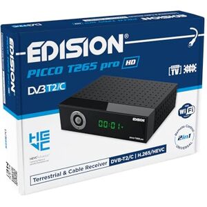 Edision Dekoder dvb-t2 hevc PICCO T265 pro HD naziemnej i kablowy Odbiornik, DVB-T2/C H.265, FTA, Full HD, PVR, USB, HDMI, SCART, S/PDIF, IR, Obsługa USB WiFi, Uniwersalny pilot 2w1, Zasilacz 2w1 Edision Dekoder dvb-t2 hevc PICCO T265 pro HD naziemnej i kablowy Odbiornik, DVB-T2/C H.265, FTA, Full HD, PVR, USB, HDMI, SCART, S/PDIF, IR, Obsługa USB WiFi, Uniwersalny pilot 2w1, Zasilacz 2w1
