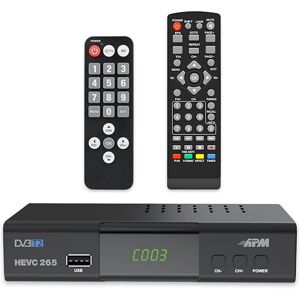 APM Dekoder TNT Full HD 1080p, tuner TNT H.265 HEVC, uproszczony pilot, demodulator DVB-T2 DVB-C Porty HDMI, SCART, USB, Coax. Darmowe kanały naziemne Francja Niemcy Hiszpania, 428002 APM Dekoder TNT Full HD 1080p, tuner TNT H.265 HEVC, uproszczony pilot, demodulator DVB-T2 DVB-C Porty HDMI, SCART, USB, Coax. Darmowe kanały naziemne Francja Niemcy Hiszpania, 428002