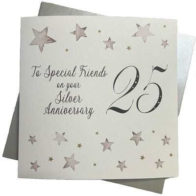 White Cotton Cards Duży duży zakres skrętu, specjalne przyjaciele na Twoim srebrnym 63 cm ręcznie robiona karta na 25. rocznicę, XF25S White Cotton Cards Duży duży zakres skrętu, specjalne przyjaciele na Twoim srebrnym 63 cm ręcznie robiona karta na 25. rocznicę, XF25S