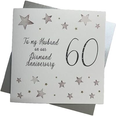 White Cotton Cards Duży rząd Big Twist "Diamant, To My Husband on Our Diamant Rocznica 152,4 cm ręcznie wykonana karta 60. Anniversary White Cotton Cards Duży rząd Big Twist "Diamant, To My Husband on Our Diamant Rocznica 152,4 cm ręcznie wykonana karta 60. Anniversary