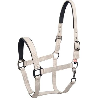 Imperial Riding Uzda Classic Sport z wytrzymałego nylonu, miękko wyściełana neoprenem, regulowana, z karabińczykiem i luksusowymi okuciami w kolorze różowego złota/złota, wygodna uzda dla konia, szary Imperial Riding Uzda Classic Sport z wytrzymałego nylonu, miękko wyściełana neoprenem, regulowana, z karabińczykiem i luksusowymi okuciami w kolorze różowego złota/złota, wygodna uzda dla konia, szary