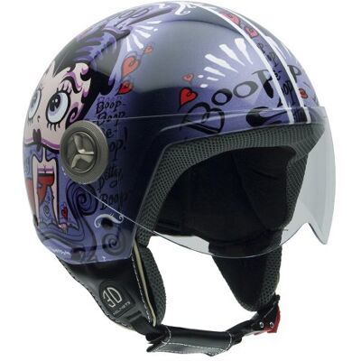 NZI 490020G557 Vintage II Pudgy and Betty kask motocyklowy otwarty na twarz, ilustracja Betty Boop, XS NZI 490020G557 Vintage II Pudgy and Betty kask motocyklowy otwarty na twarz, ilustracja Betty Boop, XS