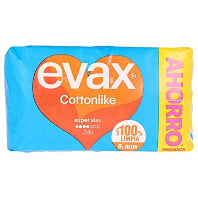EVAX Cottonlike Kompresy Super ze skrzydłami 24 sztuki EVAX Cottonlike Kompresy Super ze skrzydłami 24 sztuki