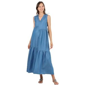 01.530494-VI055 ATTESA Długa sukienka ciążowa w Tencel z falbanami 01.530494-VI055 ATTESA Długa sukienka ciążowa w Tencel z falbanami