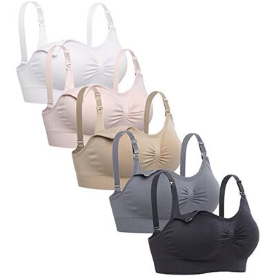 Lataly-NursingBra-8-Pack of 5-XL Lataly Damski bezszwowy biustonosz do karmienia, do spania, biustonosz ciążowy do karmienia piersią, zestaw 3 szt., Zestaw 5 szt., XL Lataly-NursingBra-8-Pack of 5-XL Lataly Damski bezszwowy biustonosz do karmienia, do spania, biustonosz ciążowy do karmienia piersią, zestaw 3 szt., Zestaw 5 szt., XL