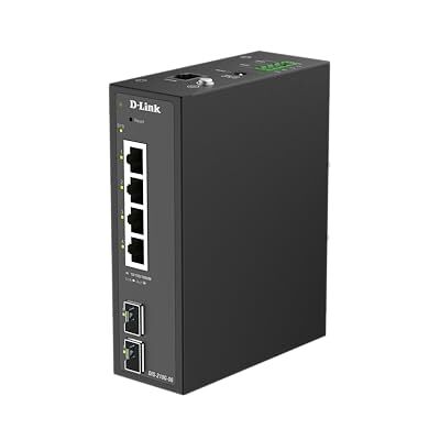 D-Link DIS-210G-06 Gigabit Smart Managed Przemysłowy przełącznik 6 portów, 4 x RJ45, 2 x SFP, montaż na szynie DIN, IP40, metal, ERPS, podwójny zasilacz DC, -40 do 75°C, warstwa 2 D-Link DIS-210G-06 Gigabit Smart Managed Przemysłowy przełącznik 6 portów, 4 x RJ45, 2 x SFP, montaż na szynie DIN, IP40, metal, ERPS, podwójny zasilacz DC, -40 do 75°C, warstwa 2