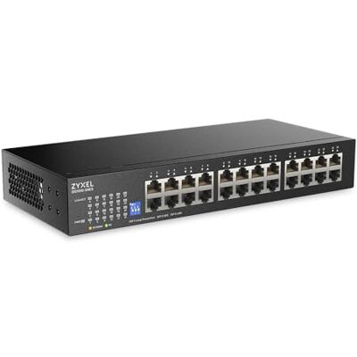 Zyxel 24-portowy przełącznik sieciowy Niezarządzany przełącznik Gigabit Ethernet 24 porty GbE przełączane dip bez wentylatora zestawy do montażu na ścianie i w stelażu w zestawie GS1100 Zyxel 24-portowy przełącznik sieciowy Niezarządzany przełącznik Gigabit Ethernet 24 porty GbE przełączane dip bez wentylatora zestawy do montażu na ścianie i w stelażu w zestawie GS1100