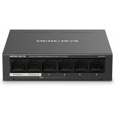 MERCUSYS MS106LP PoE Switch Unmanaged, 6 portów 10/100 Mb/s z 4 portami PoE+, Plug & Play, 40 W PoE budget, metalowa obudowa bez wentylatora, funkcja automatycznego odzyskiwania PoE, tryb izolacji MERCUSYS MS106LP PoE Switch Unmanaged, 6 portów 10/100 Mb/s z 4 portami PoE+, Plug & Play, 40 W PoE budget, metalowa obudowa bez wentylatora, funkcja automatycznego odzyskiwania PoE, tryb izolacji