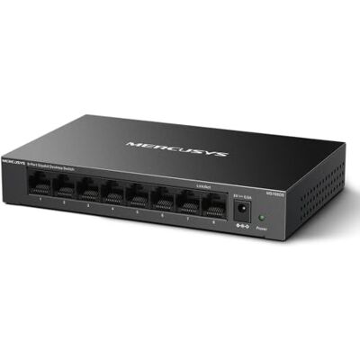 MERCUSYS MS108GS 8-Portowy Przełącznik Gigabitowy Metalowa Obudowa Montaż na Ścianie Green Ethernet Plug & Play MERCUSYS MS108GS 8-Portowy Przełącznik Gigabitowy Metalowa Obudowa Montaż na Ścianie Green Ethernet Plug & Play