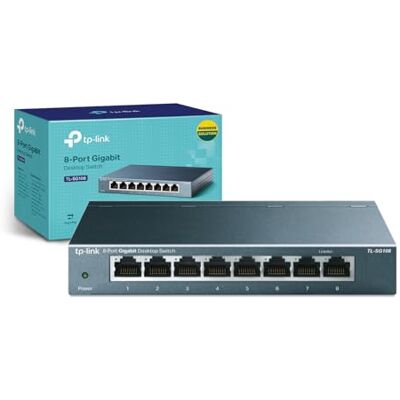 TP-Link TL-SG108 Niezarządzalny przełącznik Gigabit 8× 10/100/1000 Mb/s Obudowa metalowa Plug & Play Energooszczędny TP-Link TL-SG108 Niezarządzalny przełącznik Gigabit 8× 10/100/1000 Mb/s Obudowa metalowa Plug & Play Energooszczędny
