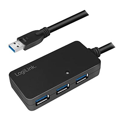 LogiLink UA0262 USB 3.0 Active Repeater i przedłużacz do 10 m z 4-portowym koncentratorem czarny LogiLink UA0262 USB 3.0 Active Repeater i przedłużacz do 10 m z 4-portowym koncentratorem czarny