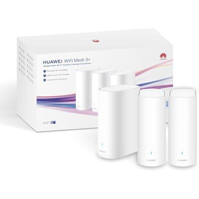 Huawei WiFi Mesh 3+ router, dwuzakresowy Wi-Fi 6 AX3000, pokrywa Wi-Fi w całym domu, ponad 250 połączeń urządzeń, penetracja ściany, brak funkcji DSL, biały, 3 sztuki w opakowaniu Huawei WiFi Mesh 3+ router, dwuzakresowy Wi-Fi 6 AX3000, pokrywa Wi-Fi w całym domu, ponad 250 połączeń urządzeń, penetracja ściany, brak funkcji DSL, biały, 3 sztuki w opakowaniu