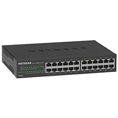 Netgear GS324 Przełącznik 24-Portowy Przełącznik Gigabit Ethernet LAN, Przełącznik Sieciowy Typu Plug-and-Play, bez Wentylatora, Przełącznik do Montażu w Szafie 19 Calowej, Solidna Metalowa Obudowa Netgear GS324 Przełącznik 24-Portowy Przełącznik Gigabit Ethernet LAN, Przełącznik Sieciowy Typu Plug-and-Play, bez Wentylatora, Przełącznik do Montażu w Szafie 19 Calowej, Solidna Metalowa Obudowa