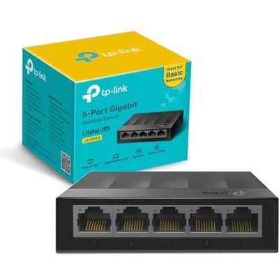 TP-Link LS1005G – Przełącznik sieciowy 5-portowy Gigabit, Plug & Play, bez zarządzania, kompaktowy design, energooszczędny, Czarny TP-Link LS1005G – Przełącznik sieciowy 5-portowy Gigabit, Plug & Play, bez zarządzania, kompaktowy design, energooszczędny, Czarny
