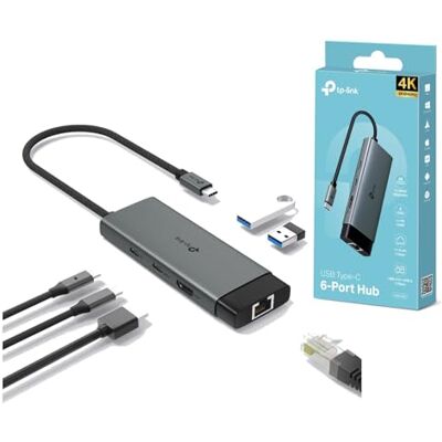 TP-Link UH6120C — 6-w-1 Hub USB-C z HDMI 4K@60Hz, Gigabit Ethernet, PD 100W, USB-A 3.0, Plug & Play, obudowa aluminiowa TP-Link UH6120C — 6-w-1 Hub USB-C z HDMI 4K@60Hz, Gigabit Ethernet, PD 100W, USB-A 3.0, Plug & Play, obudowa aluminiowa