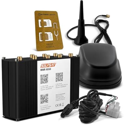 SELFSAT MWR 6550 5G Cat 20 WiFi 6 router WLAN do 3,4 Gbps z anteną 5G czarny SELFSAT MWR 6550 5G Cat 20 WiFi 6 router WLAN do 3,4 Gbps z anteną 5G czarny