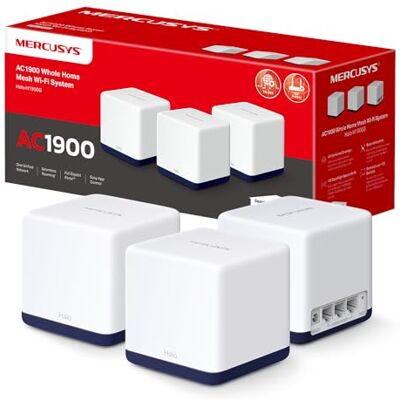 MERCUSYS Halo H1900G Mesh (zestaw 3 szt.) System Mesh Wi-Fi AC1900 dla Całego Domu Dwupasmowy do 1,9 Gb/s Beamforming Porty Gigabitowe Płynny Roaming MERCUSYS Halo H1900G Mesh (zestaw 3 szt.) System Mesh Wi-Fi AC1900 dla Całego Domu Dwupasmowy do 1,9 Gb/s Beamforming Porty Gigabitowe Płynny Roaming