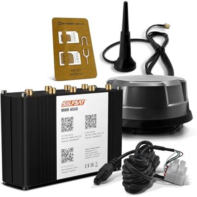 SELFSAT MWR 6550 5G Cat 20 WiFi 6 router WLAN do 3,4 Gbps z anteną panoramiczną czarny SELFSAT MWR 6550 5G Cat 20 WiFi 6 router WLAN do 3,4 Gbps z anteną panoramiczną czarny