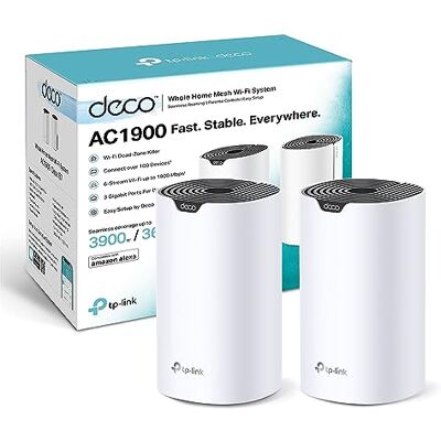 TP-Link Deco S1900 (2-opakowanie) router WiFi Mesh AC1900Mbps, router i repeater, kontrola rodzicielska, kompatybilny z Amazon Alexa, 2 sztuki z zasięgiem do 360㎡, 3 porty Gigabit Ethernet, wersja TP-Link Deco S1900 (2-opakowanie) router WiFi Mesh AC1900Mbps, router i repeater, kontrola rodzicielska, kompatybilny z Amazon Alexa, 2 sztuki z zasięgiem do 360㎡, 3 porty Gigabit Ethernet, wersja
