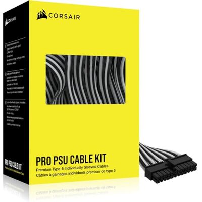 Corsair Kable PSU typu 5 Premium z indywidualnymi rękawami zestaw Pro czarny i biały Corsair Kable PSU typu 5 Premium z indywidualnymi rękawami zestaw Pro czarny i biały