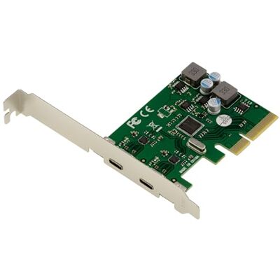 KALEA-INFORMATIQUE Karta kontrolera PCIe x4 2 porty USB 3.2 Gen 2x1 10G typu C, z własnym zasilaniem, wyjście 5 V 3 A na port, chipset ASM1142 KALEA-INFORMATIQUE Karta kontrolera PCIe x4 2 porty USB 3.2 Gen 2x1 10G typu C, z własnym zasilaniem, wyjście 5 V 3 A na port, chipset ASM1142