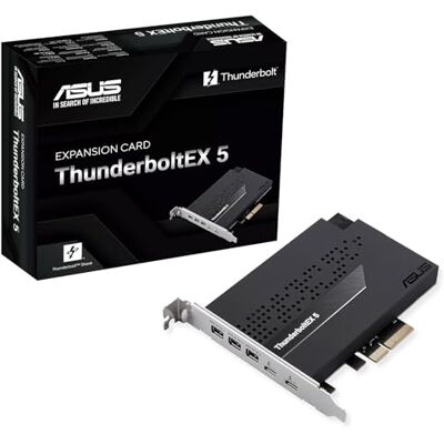 Asus ThunderboltEX 5 karta rozszerzeń, PCIe 4.0, 2 x Thunderbolt 5 (USB-C), 3 wejścia Mini DisplayPort, przepustowość do 120 Gb/s Asus ThunderboltEX 5 karta rozszerzeń, PCIe 4.0, 2 x Thunderbolt 5 (USB-C), 3 wejścia Mini DisplayPort, przepustowość do 120 Gb/s