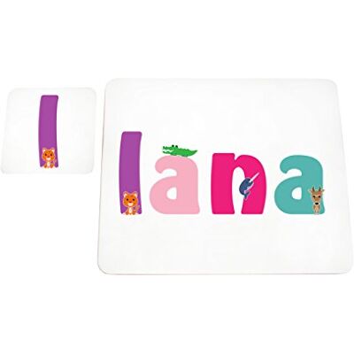 Little Helper Podkładka z kolorową podkładką w stylu ilustracyjnym z imieniem młodej dziewczyny Lana Little Helper Podkładka z kolorową podkładką w stylu ilustracyjnym z imieniem młodej dziewczyny Lana
