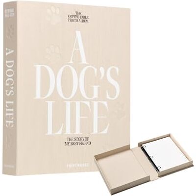 PrintWorks A Dog's Life album z pamiątkami z beżowej tkaniny, 30 stron, duży album na zdjęcia 10 x 15 cm, z miejscem do pisania, rozszerzalny album na zdjęcia zwierząt PrintWorks A Dog's Life album z pamiątkami z beżowej tkaniny, 30 stron, duży album na zdjęcia 10 x 15 cm, z miejscem do pisania, rozszerzalny album na zdjęcia zwierząt