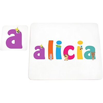 Little Helper Podkładka z kolorową podkładką w stylu ilustracyjnym z imieniem młodej dziewczyny Alicia Little Helper Podkładka z kolorową podkładką w stylu ilustracyjnym z imieniem młodej dziewczyny Alicia
