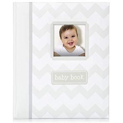 Little Pear Chevron Baby Book, Baby Keepsake, Baby Memory Book, Baby Girl or Baby Boy album fotograficzny neutralny dla płci, szary Little Pear Chevron Baby Book, Baby Keepsake, Baby Memory Book, Baby Girl or Baby Boy album fotograficzny neutralny dla płci, szary