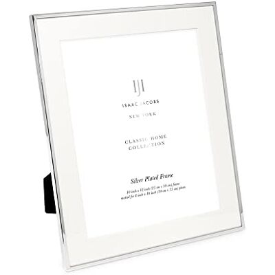 Isaac Jacobs 10 x 12 (matowa 8 x 10) srebrna metalowa ramka na zdjęcia, klasyczna metalowa ramka na zdjęcia wykonana na blat i wiszący wyświetlacz, galeria zdjęć i sztuka ścienna (25 x 30 cm, matowa 8 Isaac Jacobs 10 x 12 (matowa 8 x 10) srebrna metalowa ramka na zdjęcia, klasyczna metalowa ramka na zdjęcia wykonana na blat i wiszący wyświetlacz, galeria zdjęć i sztuka ścienna (25 x 30 cm, matowa 8