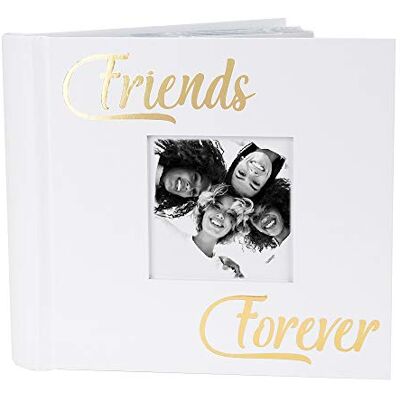 Happy Homewares Modern White Friends Forever Photo Album with Gold Foil Text Holds 80 4x6 Pictures Happy Homewares Modern White Friends Forever Photo Album with Gold Foil Text Holds 80 4x6 Pictures