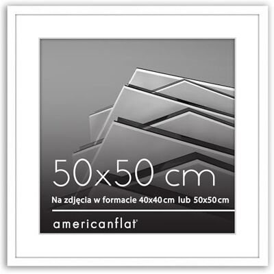 Americanflat biała ramka na zdjęcia 50 x 50 cm – cienka ramka ścienna z passe-partout do zdjęć 40 x 40 cm lub bez wkładki do formatu 50 x 50 cm – z polerowaną szybką z pleksi Americanflat biała ramka na zdjęcia 50 x 50 cm – cienka ramka ścienna z passe-partout do zdjęć 40 x 40 cm lub bez wkładki do formatu 50 x 50 cm – z polerowaną szybką z pleksi