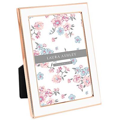 Laura Ashley Ramka na zdjęcia z białej emalii, metalowa krawędź w kolorze różowego złota z sztalugą, na blat, blat, blat stołu, regał na książki, biurko, dekoracja ścienna, galeria zdjęć Laura Ashley Ramka na zdjęcia z białej emalii, metalowa krawędź w kolorze różowego złota z sztalugą, na blat, blat, blat stołu, regał na książki, biurko, dekoracja ścienna, galeria zdjęć