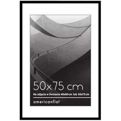 Americanflat czarna ramka na zdjęcia 50 x 75 cm cienka ramka ścienna pasuje do formatu 40 x 60 cm z passe-partout lub 50 x 75 cm bez wkładki – z polerowaną szybką z pleksi Americanflat czarna ramka na zdjęcia 50 x 75 cm cienka ramka ścienna pasuje do formatu 40 x 60 cm z passe-partout lub 50 x 75 cm bez wkładki – z polerowaną szybką z pleksi