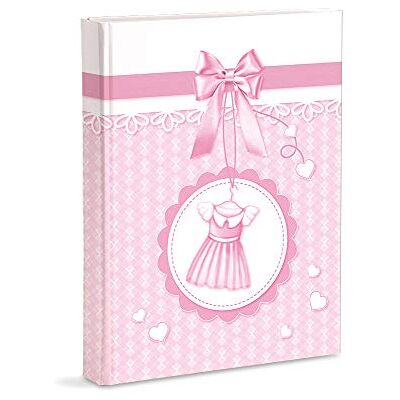 Mareli Album na zdjęcia, różowy, narodziny dla dziewcząt, z pamiętnikiem, 23 x 30 cm, 56 białych stron i 4 strony, możliwość personalizacji, grube i wytrzymałe strony kartonowe Mareli Album na zdjęcia, różowy, narodziny dla dziewcząt, z pamiętnikiem, 23 x 30 cm, 56 białych stron i 4 strony, możliwość personalizacji, grube i wytrzymałe strony kartonowe