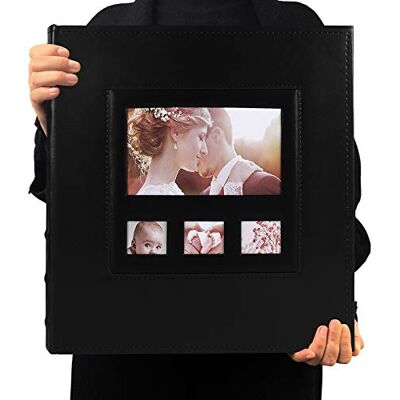 RECUTMS Albumy fotograficzne, 6 x 4, 600 kieszeni z 4 oknami, czarne, wysokiej jakości skóra PU, okładki, albumy fotograficzne, rocznica ślubu, albumy fotograficzne, albumy fotograficzne, album na zdjęcia dla niemowląt (czarne) RECUTMS Albumy fotograficzne, 6 x 4, 600 kieszeni z 4 oknami, czarne, wysokiej jakości skóra PU, okładki, albumy fotograficzne, rocznica ślubu, albumy fotograficzne, albumy fotograficzne, album na zdjęcia dla niemowląt (czarne)
