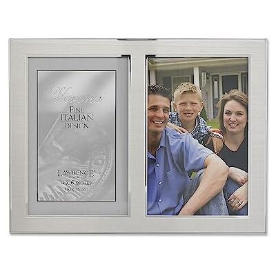 Lawrence Frames 2-kolorowa ramka na zdjęcia z podwójnym otwarciem, 10 na 15 cm, szczotkowany srebrny metal i błyszczący metal Lawrence Frames 2-kolorowa ramka na zdjęcia z podwójnym otwarciem, 10 na 15 cm, szczotkowany srebrny metal i błyszczący metal