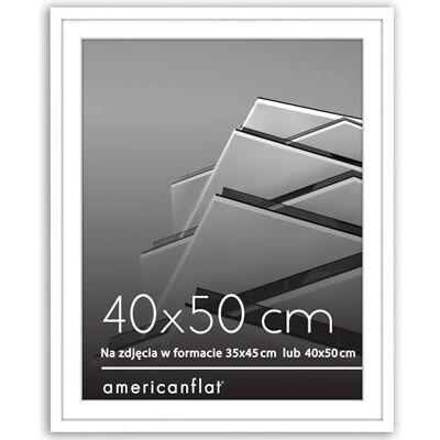 Americanflat biała ramka na zdjęcia 40 x 50 cm – cienka ramka ścienna z passe-partout do zdjęć 35 x 45 cm lub bez wkładki do formatu 40 x 50 cm – z polerowaną szybką z pleksi Americanflat biała ramka na zdjęcia 40 x 50 cm – cienka ramka ścienna z passe-partout do zdjęć 35 x 45 cm lub bez wkładki do formatu 40 x 50 cm – z polerowaną szybką z pleksi