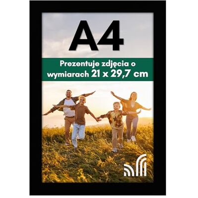 Americanflat ramka na zdjęcia A4 ze szkłem odpornym na stłuczenia 21 x 29,7 cm, drewno kompozytowe, montaż ścienny i na blat, czarna Americanflat ramka na zdjęcia A4 ze szkłem odpornym na stłuczenia 21 x 29,7 cm, drewno kompozytowe, montaż ścienny i na blat, czarna