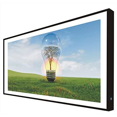 CCRETROILUMINADOS Obraz z czarną lakierowaną ramą z drewna z podświetleniem LED Drzewo w żarówce CCRETROILUMINADOS Obraz z czarną lakierowaną ramą z drewna z podświetleniem LED Drzewo w żarówce