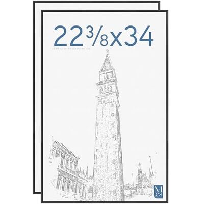 MCS Oryginalna ramka plakatowa 22,375 x 34 czarna lekka pionowa i pozioma wisząca duża ramka na zdjęcia na plakaty, wydruki artystyczne i ścianę galerii (2-pak) MCS Oryginalna ramka plakatowa 22,375 x 34 czarna lekka pionowa i pozioma wisząca duża ramka na zdjęcia na plakaty, wydruki artystyczne i ścianę galerii (2-pak)