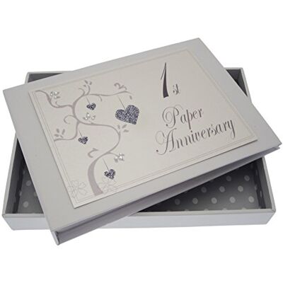 WHITE COTTON CARDS Białe bawełniane karty, 1. rocznica, mały album, drzewo miłosne WHITE COTTON CARDS Białe bawełniane karty, 1. rocznica, mały album, drzewo miłosne