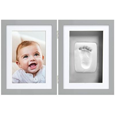 Pearhead Babyprints ramka na zdjęcia dla noworodka na rękę/stopę, pamiątka, na chrzciny lub chrzest dla malucha, szara Pearhead Babyprints ramka na zdjęcia dla noworodka na rękę/stopę, pamiątka, na chrzciny lub chrzest dla malucha, szara
