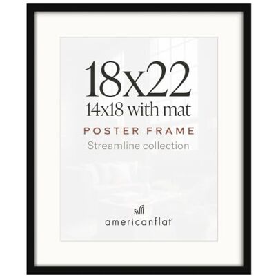 Americanflat Ramka na zdjęcia 18 x 22 w kolorze czarnym – użyj jako ramka na zdjęcia 14 x 18 cm z matą lub ramką 18 x 22 bez maty, cienka ramka na zdjęcia z osłoną z pleksiglasu pionowy lub poziomy Americanflat Ramka na zdjęcia 18 x 22 w kolorze czarnym – użyj jako ramka na zdjęcia 14 x 18 cm z matą lub ramką 18 x 22 bez maty, cienka ramka na zdjęcia z osłoną z pleksiglasu pionowy lub poziomy