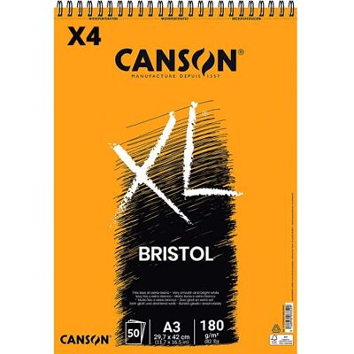 OFITURIA Pakiet 4 Canson Album Spiral 29,7x42 50H XL Bristol Extra 180g, Balnco, A3 OFITURIA Pakiet 4 Canson Album Spiral 29,7x42 50H XL Bristol Extra 180g, Balnco, A3