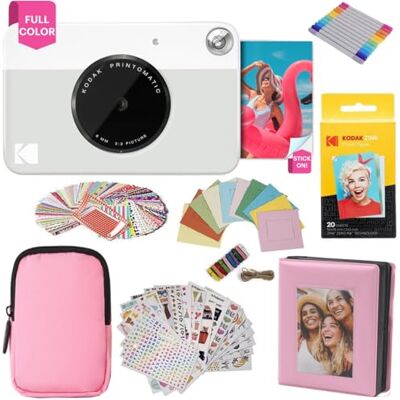 Kodak Printomatic Pełnokolorowy zestaw upominkowy do natychmiastowego drukowania aparatu + miękkie etui + cynk, papier fotograficzny z samoprzylepnym tyłem, 20 szt., album + zestawy naklejek, ramki + Kodak Printomatic Pełnokolorowy zestaw upominkowy do natychmiastowego drukowania aparatu + miękkie etui + cynk, papier fotograficzny z samoprzylepnym tyłem, 20 szt., album + zestawy naklejek, ramki +