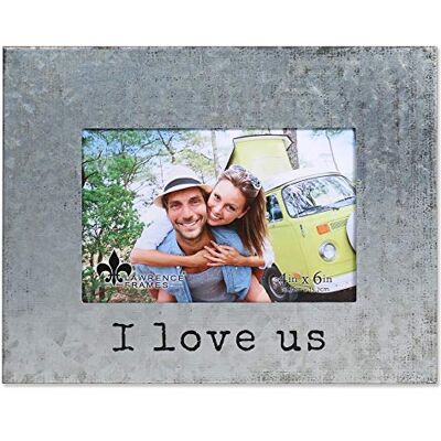Lawrence Frames Lawrence Ramki 4 x 6 ocynkowana metalowa ramka na zdjęcia Love Us, srebrna Lawrence Frames Lawrence Ramki 4 x 6 ocynkowana metalowa ramka na zdjęcia Love Us, srebrna