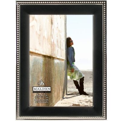 Malden International Designs klasyczne metalowe koraliki 2-tonowa ramka na zdjęcia, czarno-srebrna, 13 x 18 cm Malden International Designs klasyczne metalowe koraliki 2-tonowa ramka na zdjęcia, czarno-srebrna, 13 x 18 cm